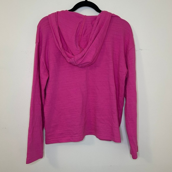 J.Crew Womens Cotton V-Neck Hoodie Pink Long Sleeve Size M - Picture 5 of 6